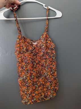 SO Orange Floral Spaghetti Strap Cami